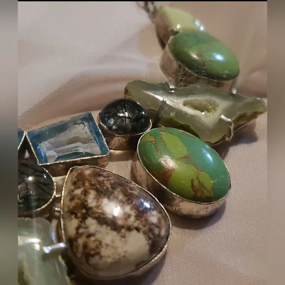 Showstopping Multi-Gemstone Extravaganza Statement Necklace - Picture 10 of 16